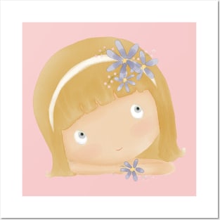 Daydreamer Watercolor Flower Girl Posters and Art